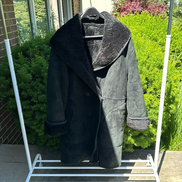 Jaeger black shearling/sheepskin winter coat - Picture 1 of 8